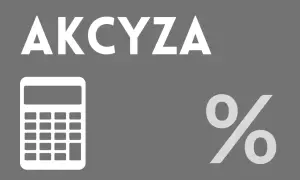 Obliczanie akcyzy za auto. Kalkulator i znak procentu na szarym tle.