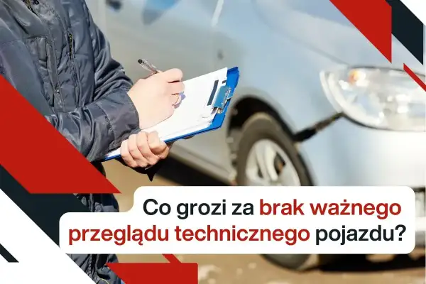 Inspektor spisuje mandat za brak przeglądu technicznego pojazdu.
